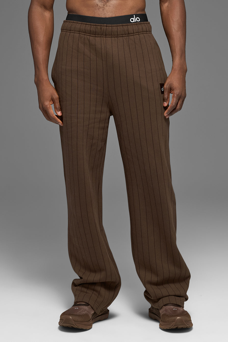 Pinstripe Straight Leg Sweatpant - Espresso Pinstripe — photo 1
