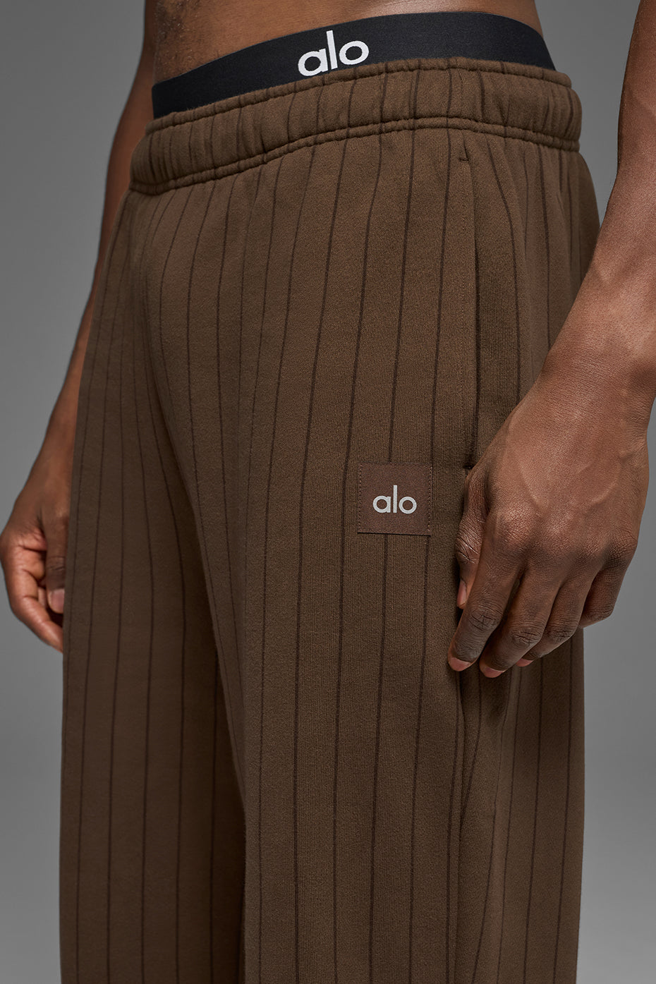 Pinstripe Straight Leg Sweatpant - Espresso Pinstripe — photo 3