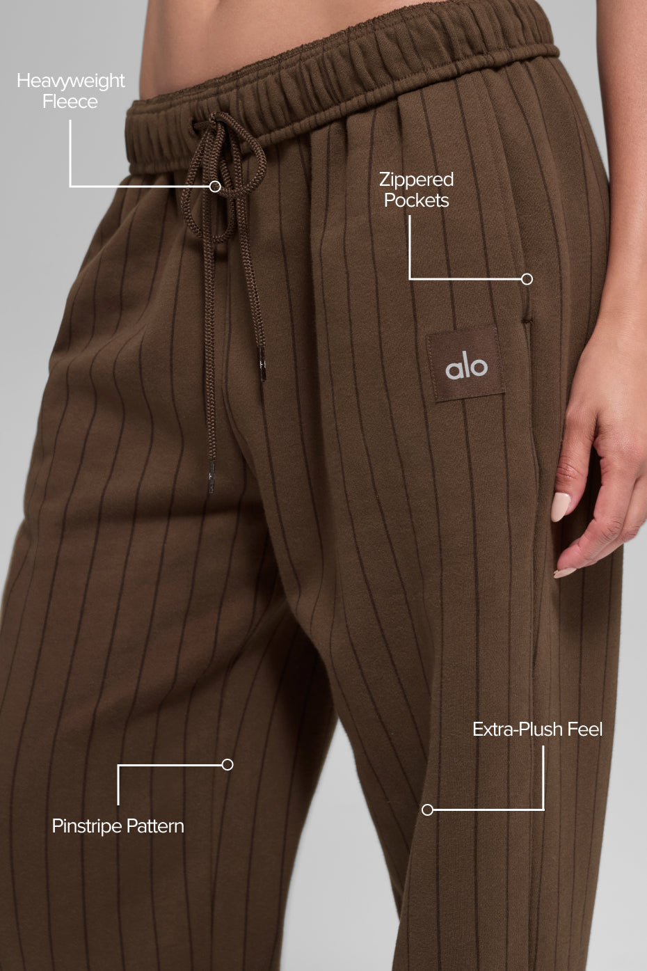 Pinstripe Straight Leg Sweatpant - Espresso Pinstripe — photo 2