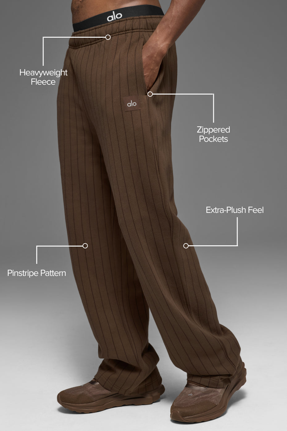 Pinstripe Straight Leg Sweatpant - Espresso Pinstripe — photo 2
