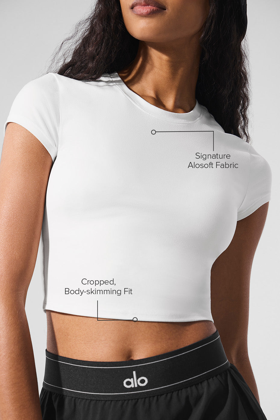 Alosoft Crop Finesse Short Sleeve - White — photo 2