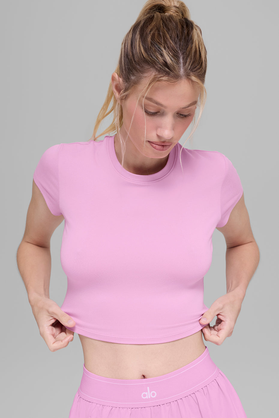 Alosoft Crop Finesse Short Sleeve - Candy Heart Pink — photo 3