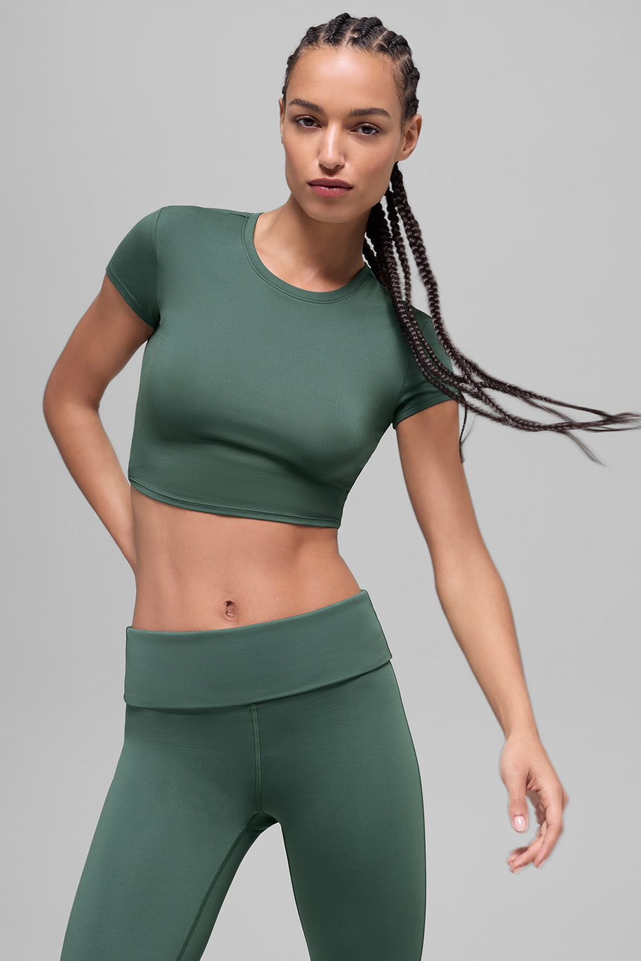 Alosoft Crop Finesse Short Sleeve - Clover Green — photo 1