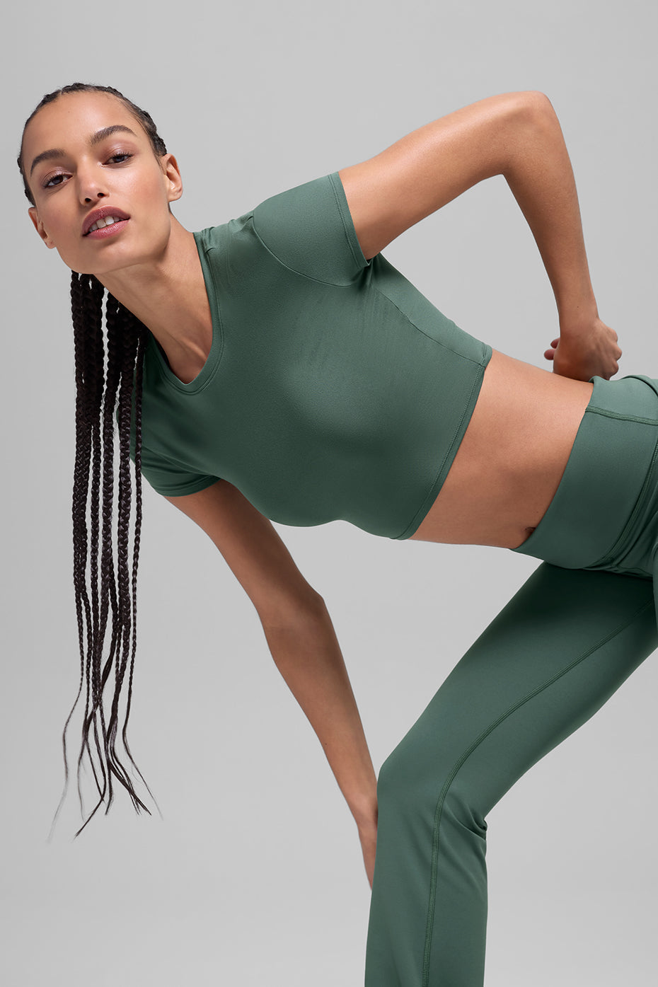 Alosoft Crop Finesse Short Sleeve - Clover Green — photo 3