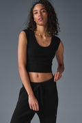 Snuggle Up Sweater Short Sleeve - Black — photo 1