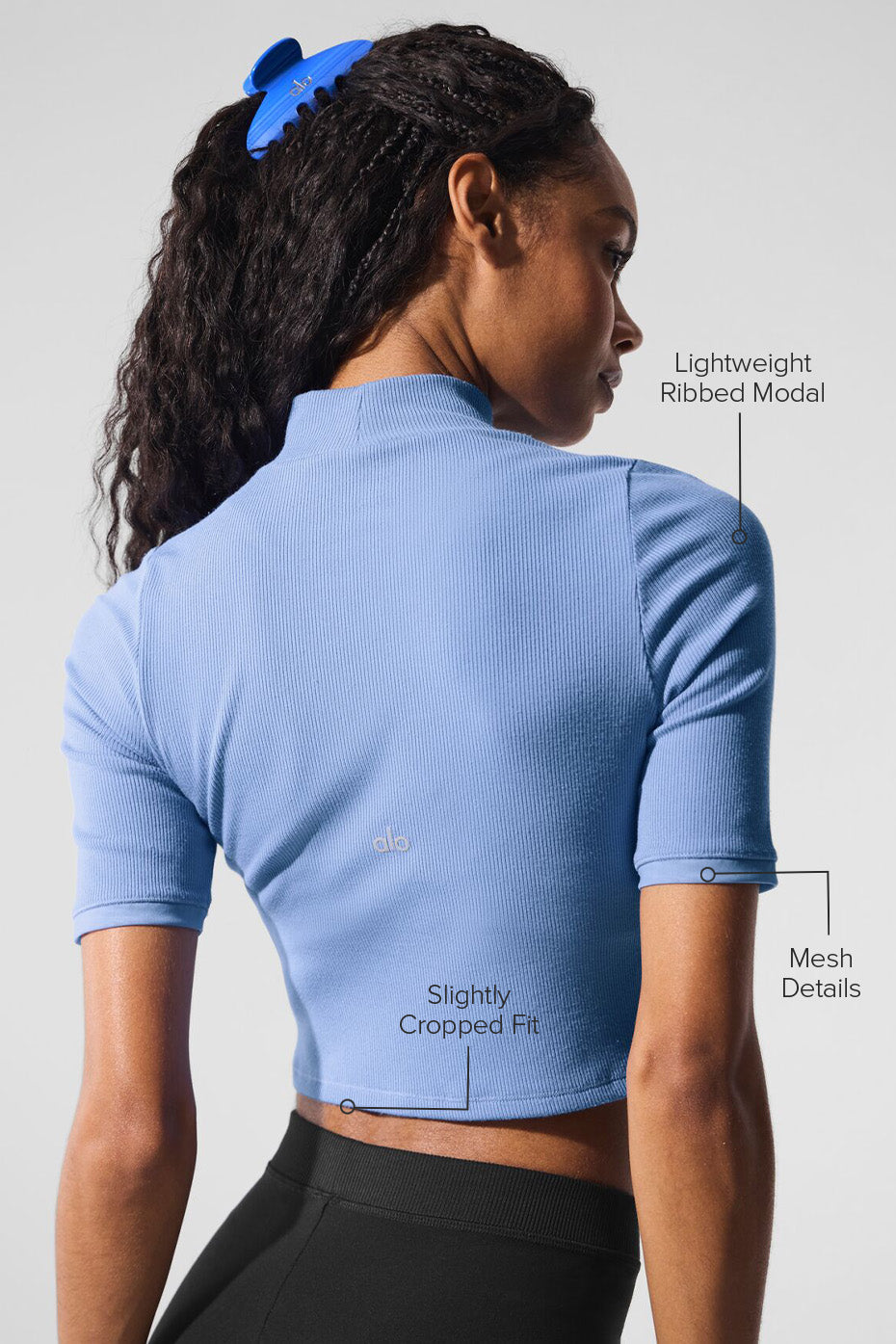 Ribbed Mesh Secret Short Sleeve - Crystal Clear Blue — photo 2
