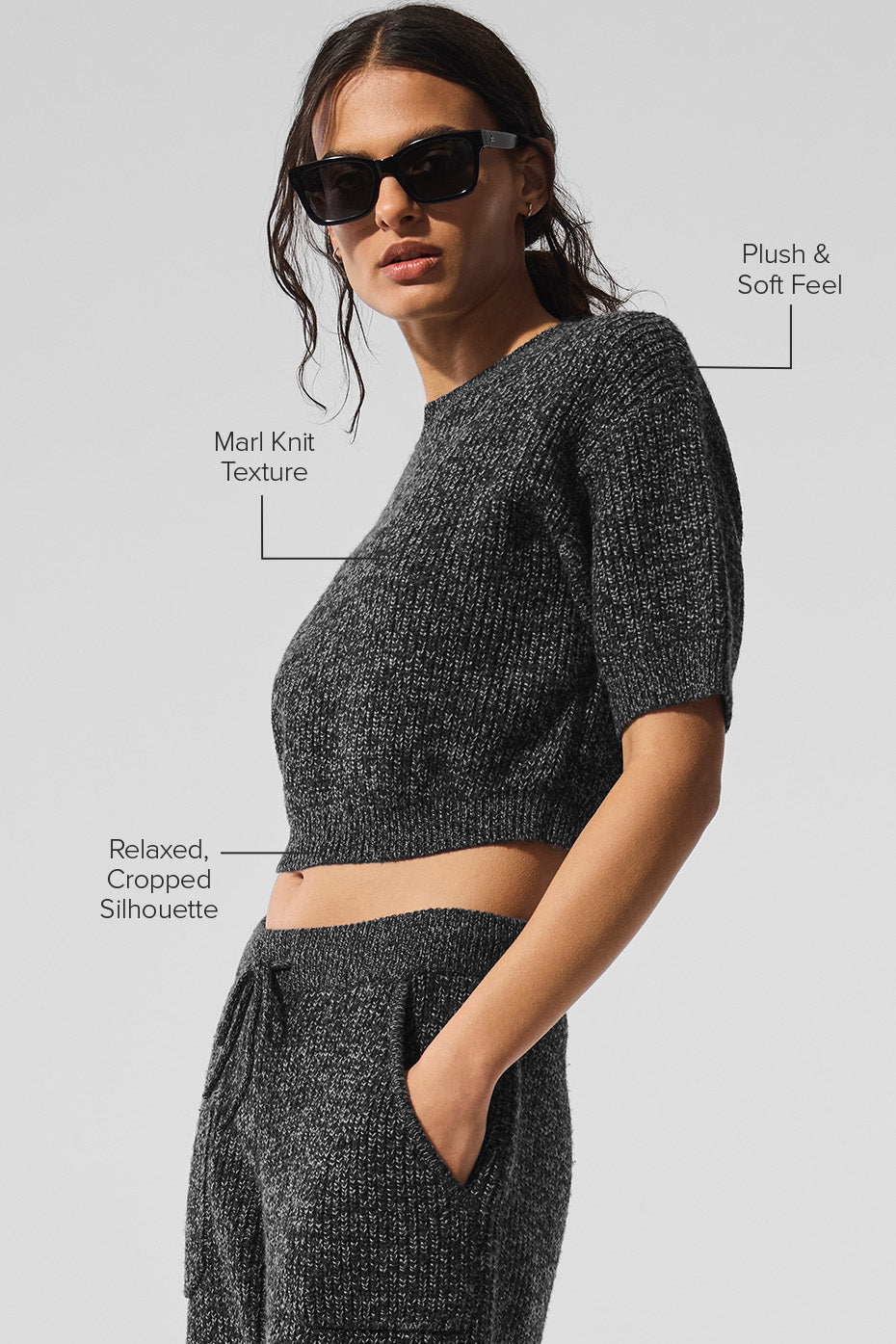 Marl Sweater Short Sleeve - Black Marl — photo 2