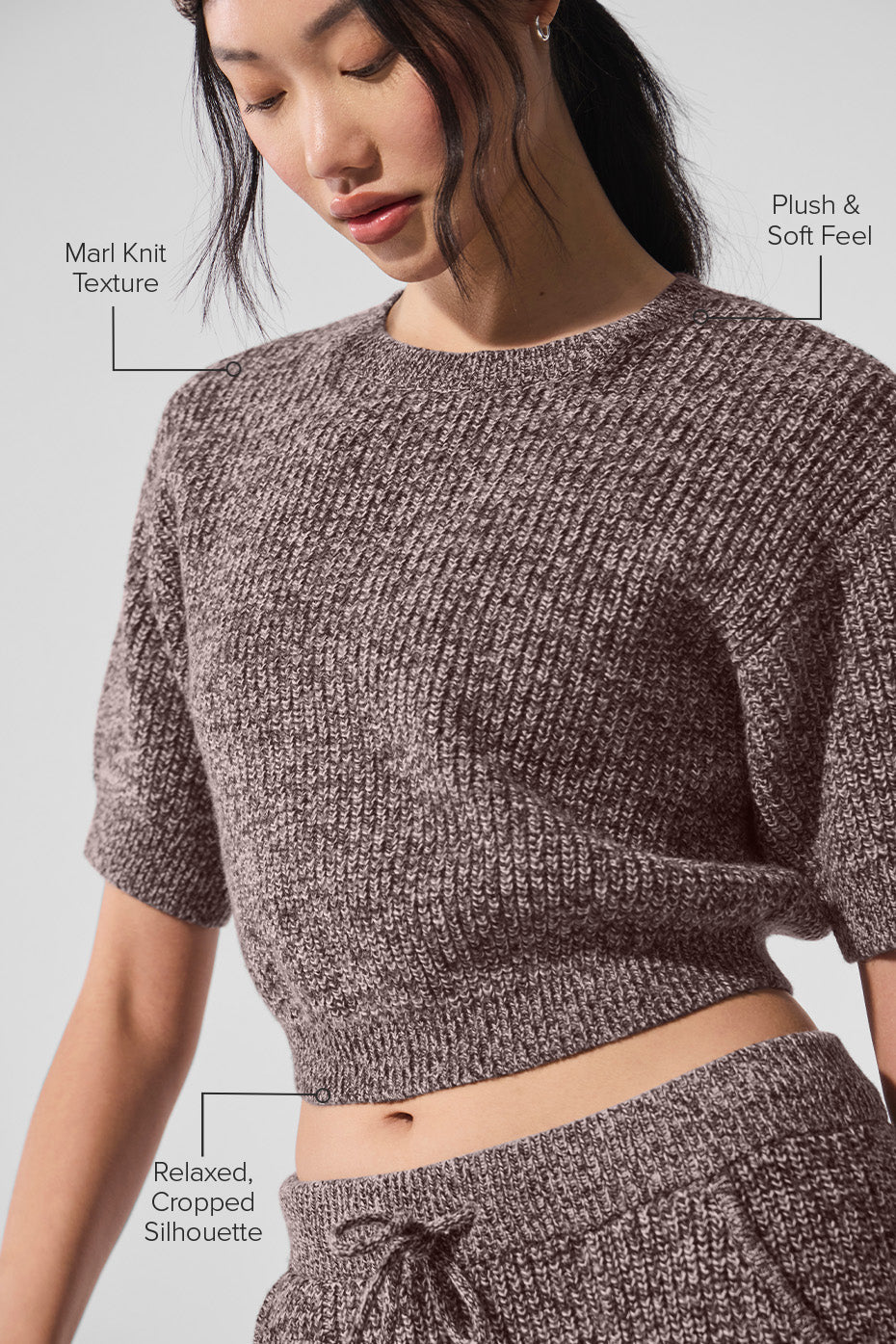 Marl Sweater Short Sleeve - Mushroom Marl — photo 2