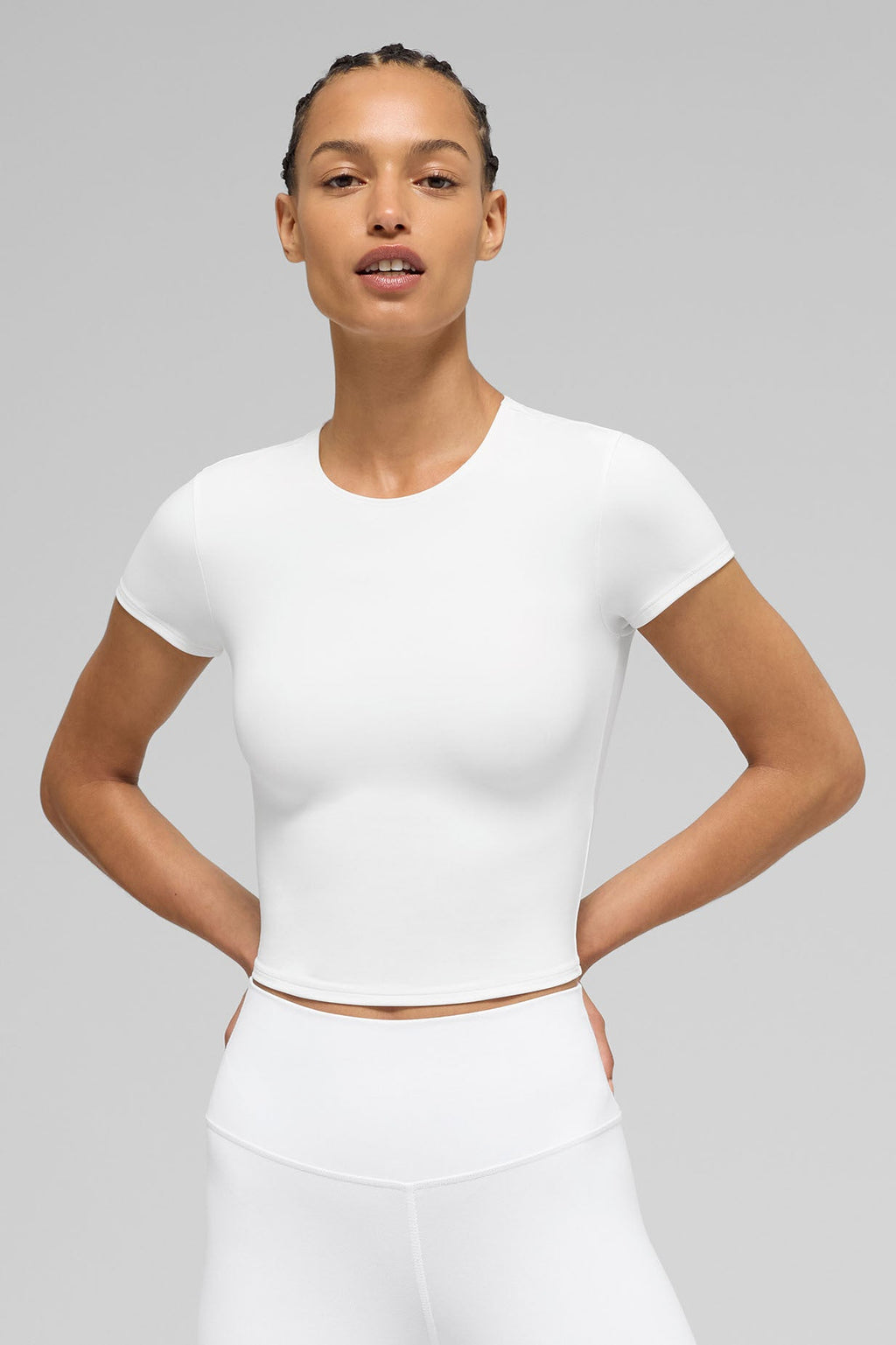 ALO Softsculpt Precision Short Sleeve Top - White — photo 1