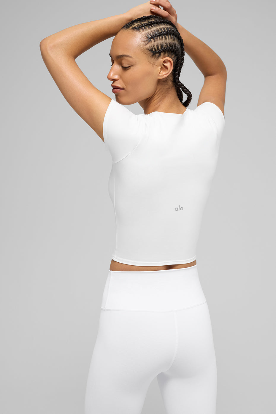 ALO Softsculpt Precision Short Sleeve Top - White — photo 3