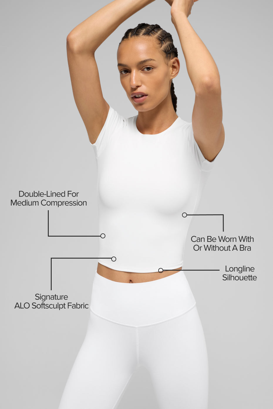 ALO Softsculpt Precision Short Sleeve Top - White — photo 2