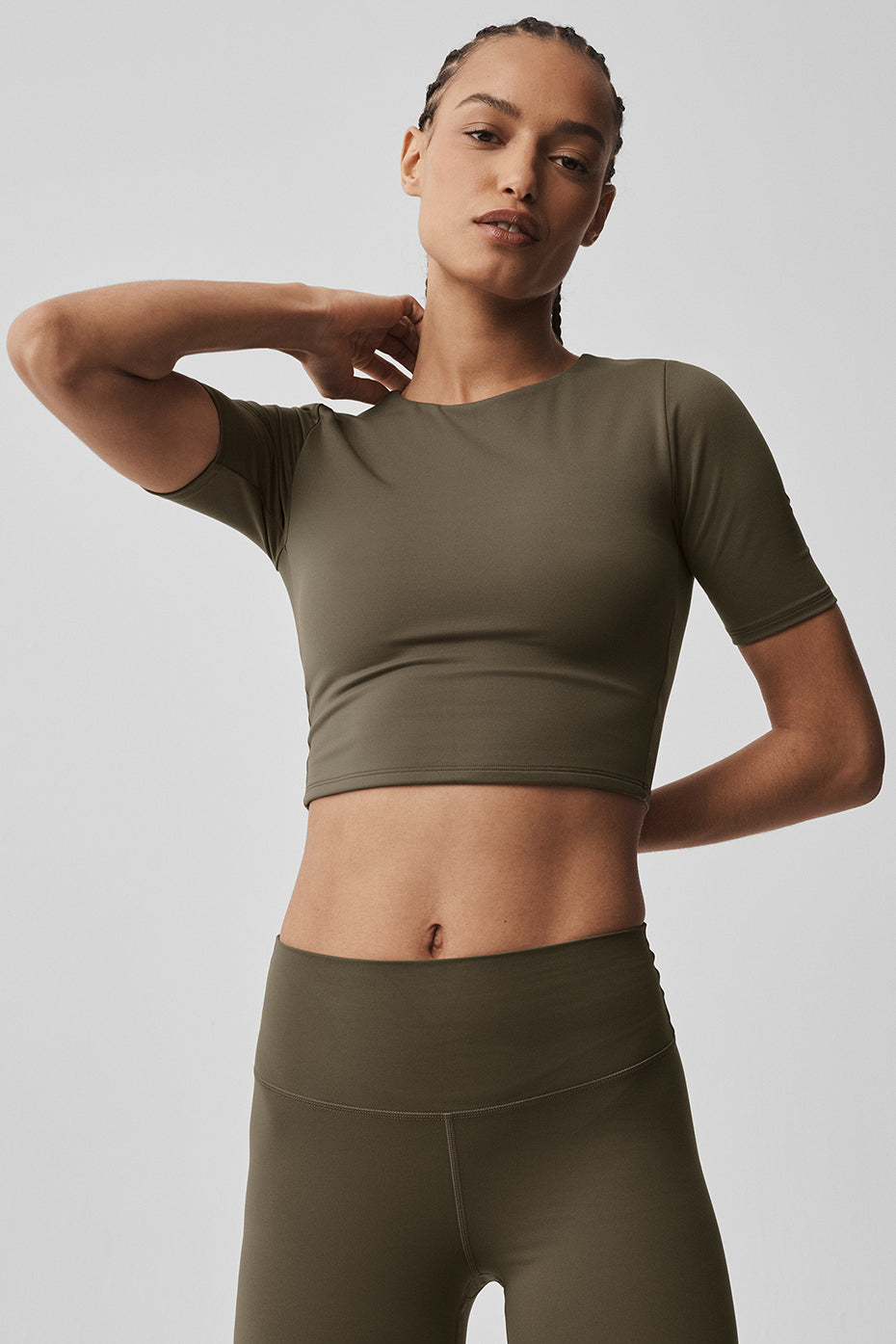ALO Softsculpt Precision Half Sleeve Tee - Olive Tree — photo 3