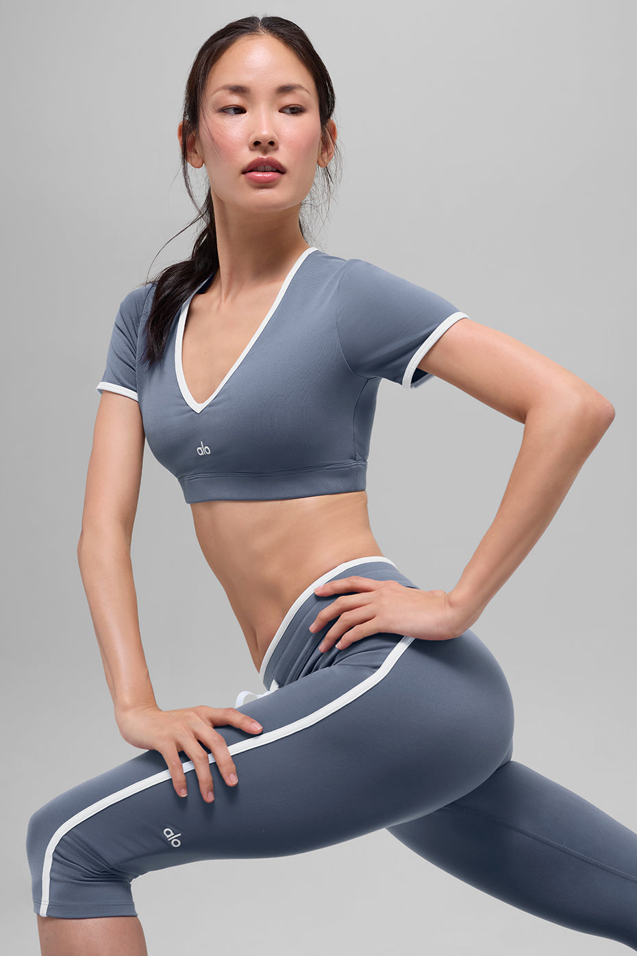 Airbrush Race Pace Short Sleeve - Bluestone/White — photo 4