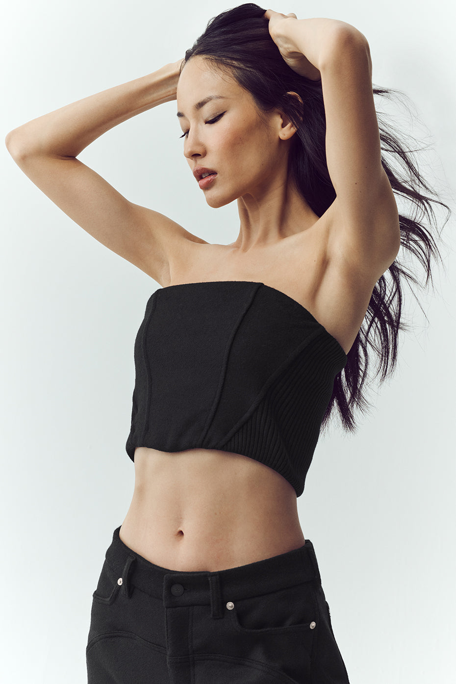 Wool Blend Nightcap Corset Top - Black — photo 3