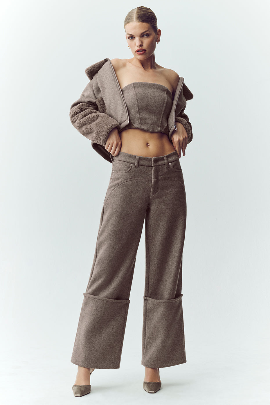 Wool Blend Nightcap Corset Top - Alpine Cocoa Heather — photo 4