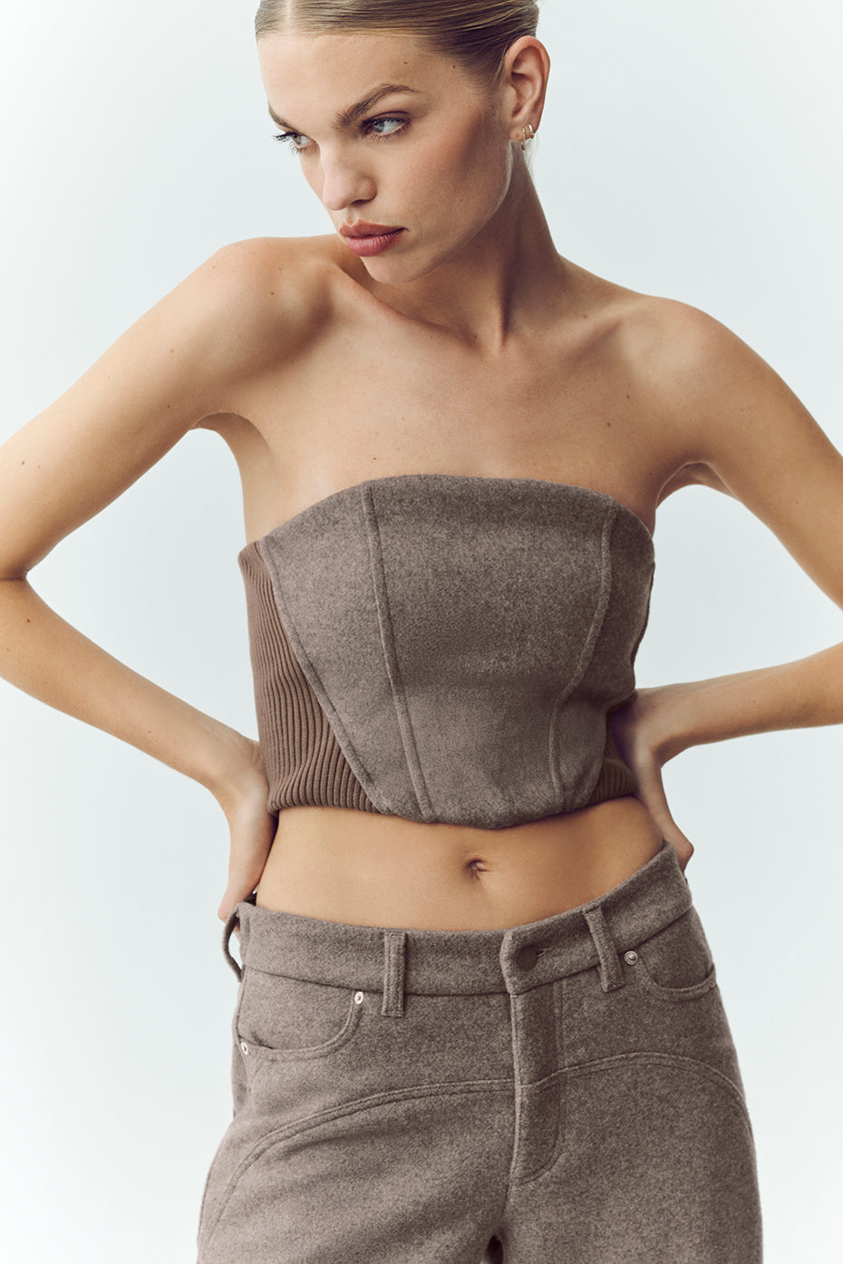 Wool Blend Nightcap Corset Top - Alpine Cocoa Heather — photo 1