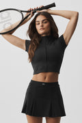 ALO Softsculpt Full Zip Short Sleeve - Black — photo 1
