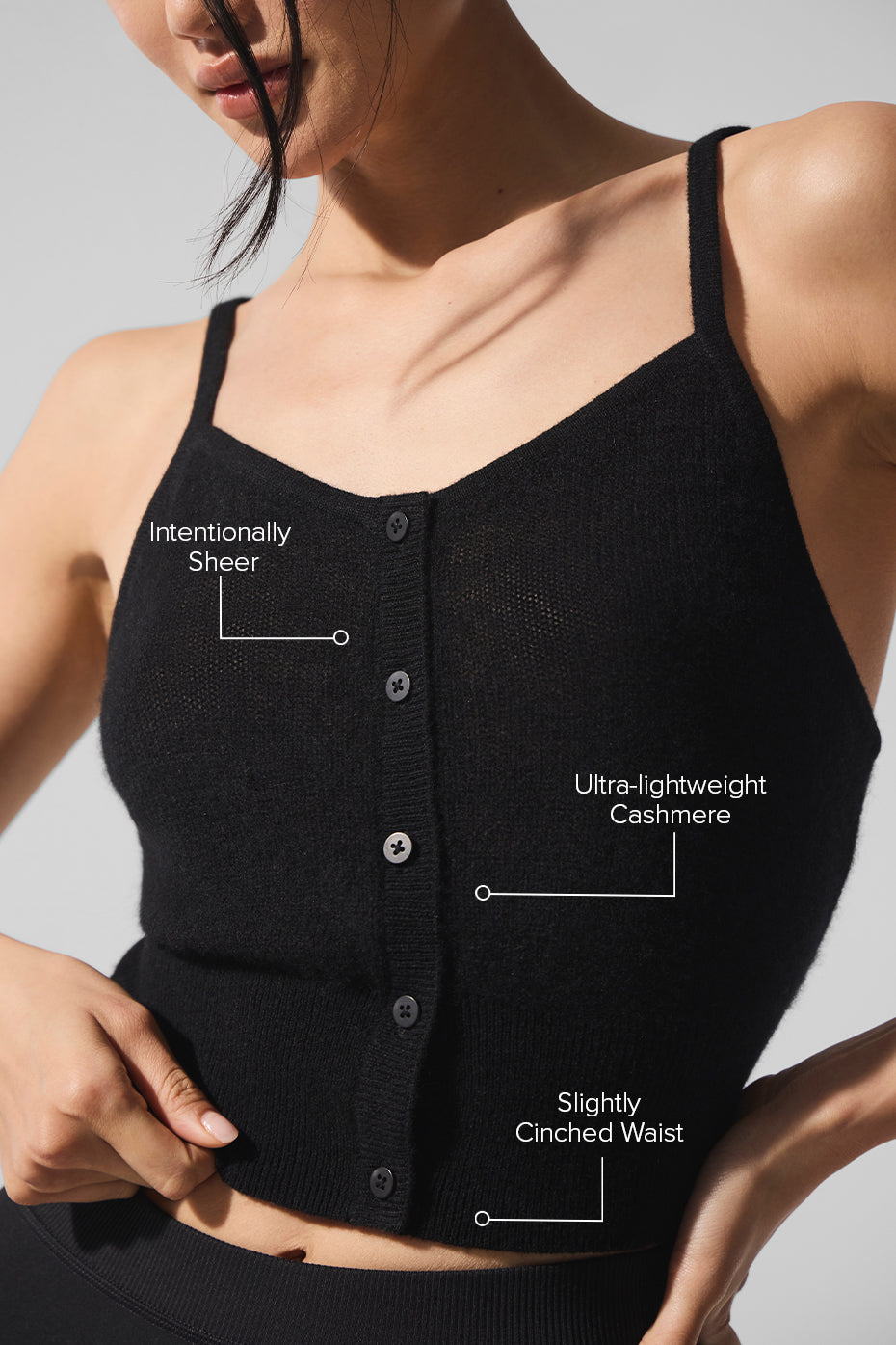 Sheer Cashmere Tank - Black — photo 2