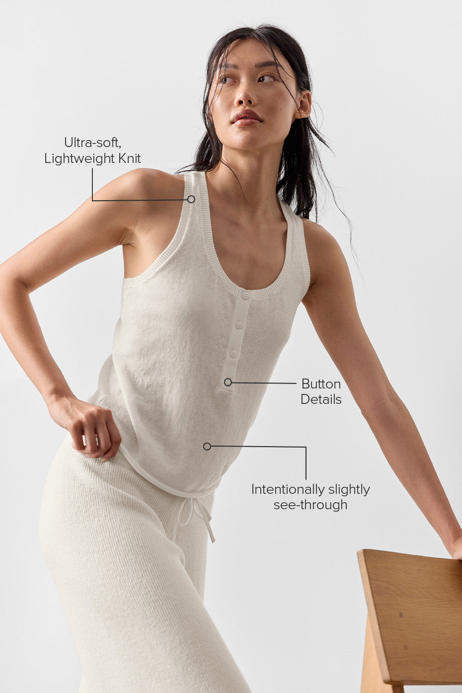 Supernatural Sweater Henley Tank - Ivory — photo 2