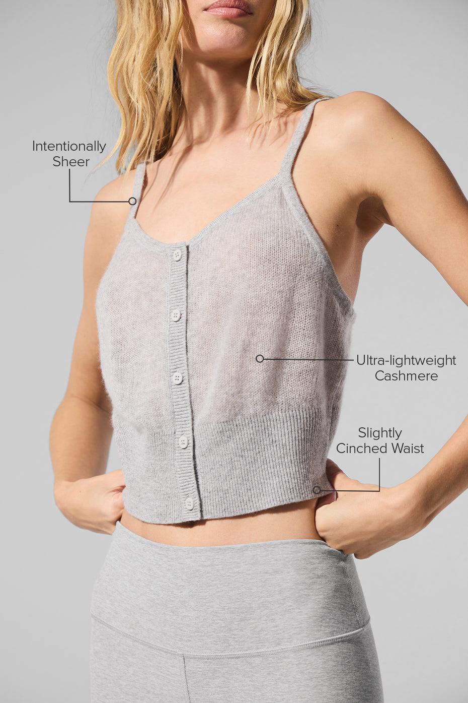 Sheer Cashmere Tank - Athletic Heather Grey — photo 2