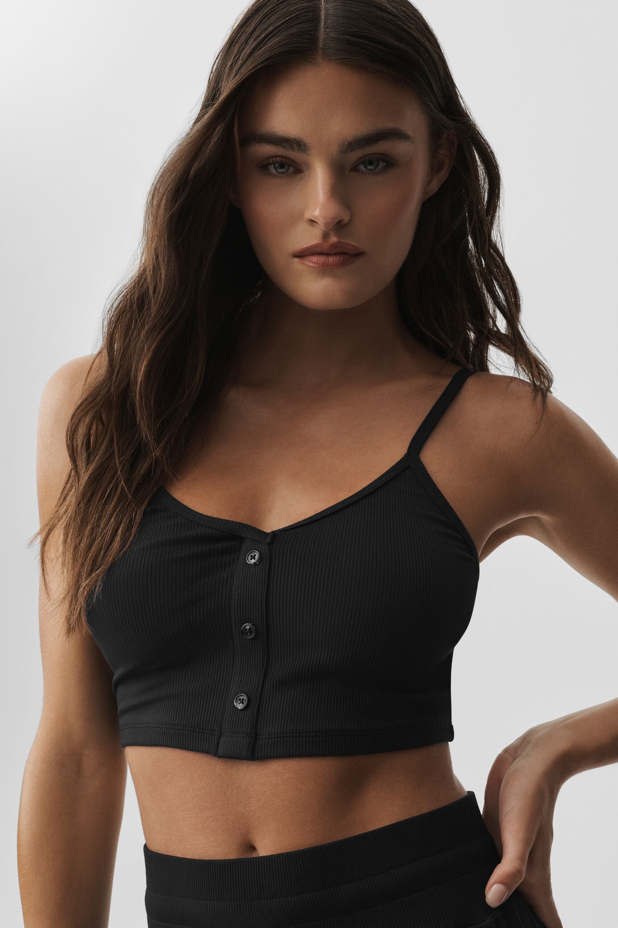 Ribbed Delicate Lounge Tank - Black — photo 1