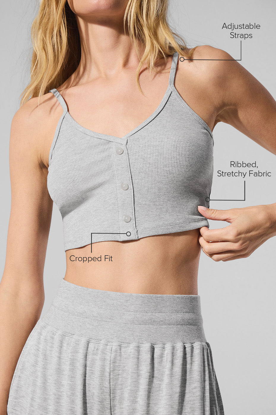 Ribbed Delicate Lounge Tank - Athletic Heather Grey — photo 2