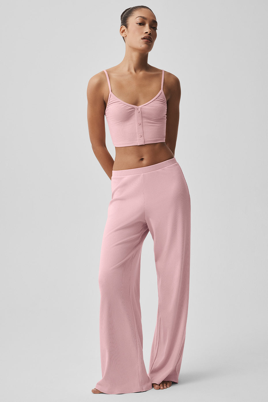 Ribbed Delicate Lounge Tank - Vintage Pink — photo 5