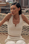 Ribbed Modal Henley Tank - Oatmeal Heather — photo 1