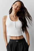 Ribbed Modal Henley Tank - White — photo 1