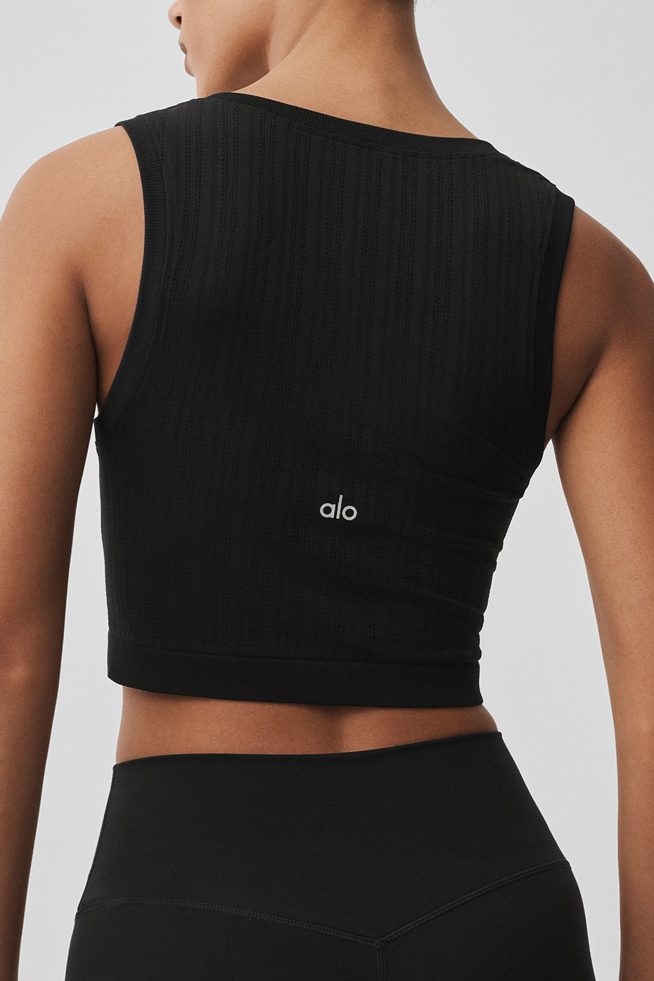 Seamless Pointelle Tank - Black — photo 5