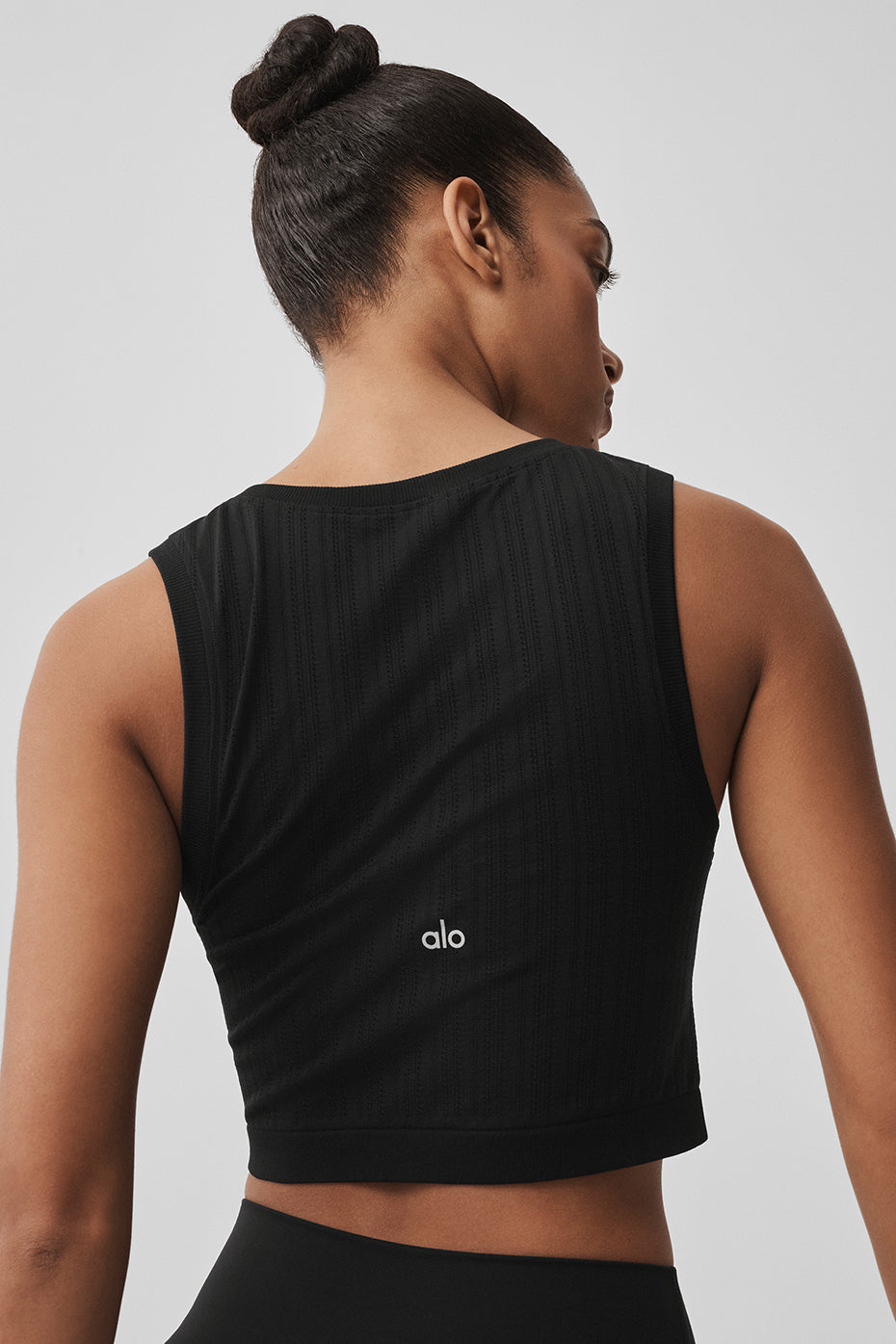 Seamless Pointelle Tank - Black — photo 4