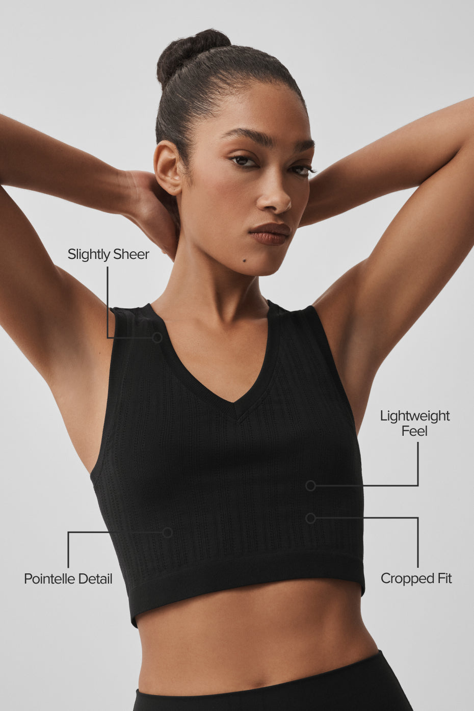 Seamless Pointelle Tank - Black — photo 2