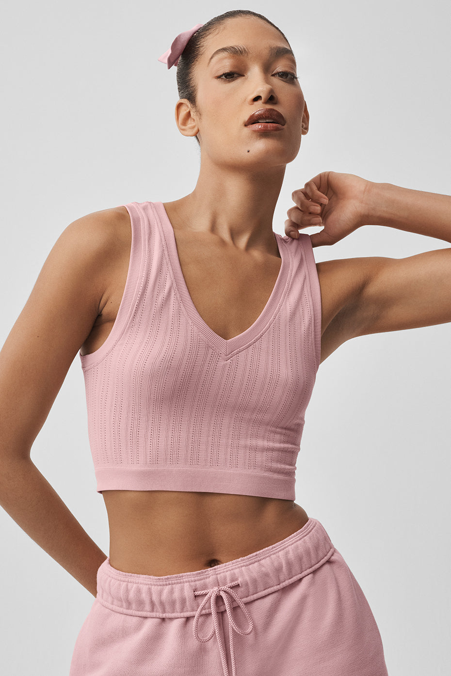 Seamless Pointelle Tank - Vintage Pink — photo 3