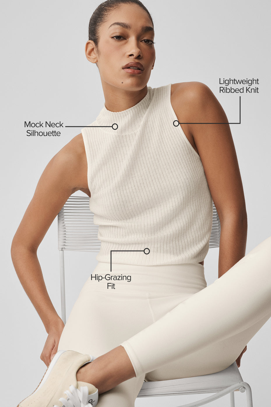 Sweater Knit Unwind Sleeveless Top - Ivory — photo 2