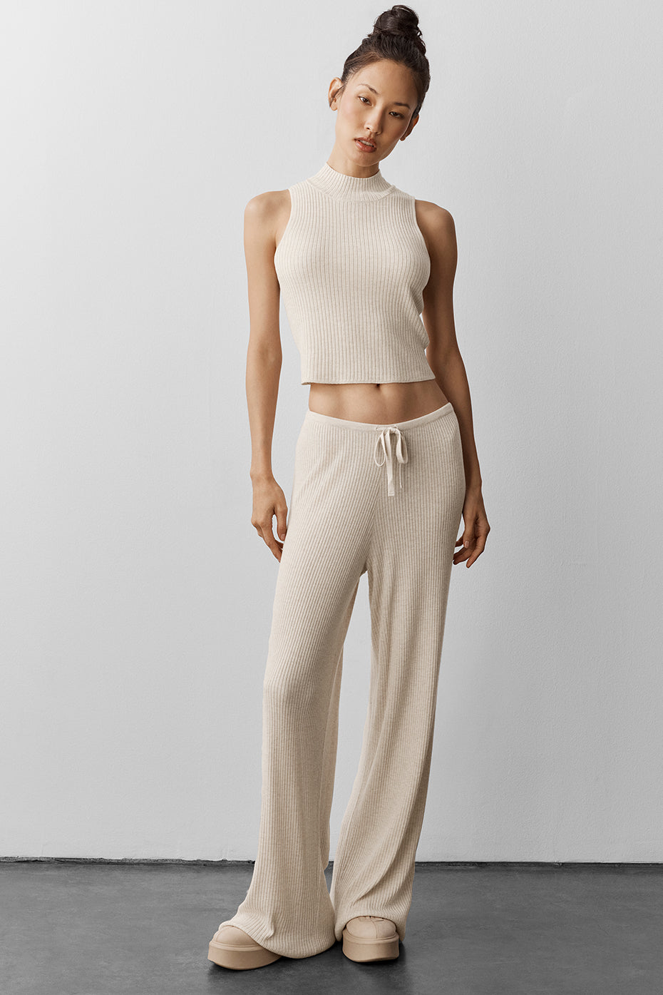 Sweater Knit Unwind Sleeveless Top - Oatmeal Heather — photo 4