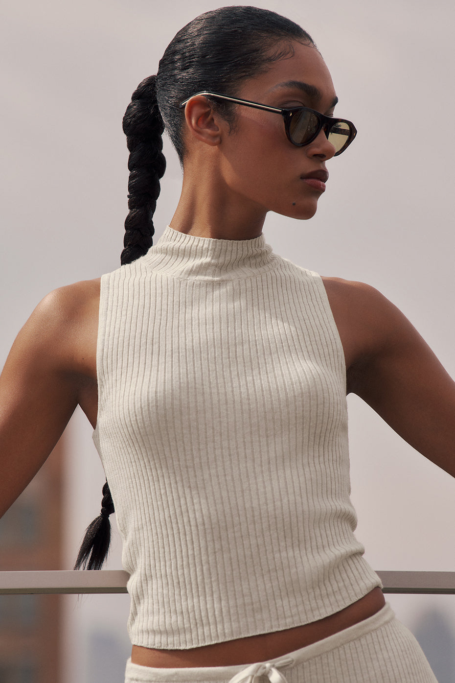 Sweater Knit Unwind Sleeveless Top - Oatmeal Heather — photo 1