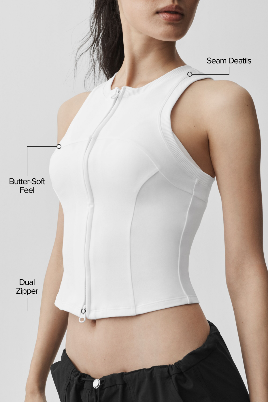 Alosoft Level Up Full Zip Tank - White — photo 2