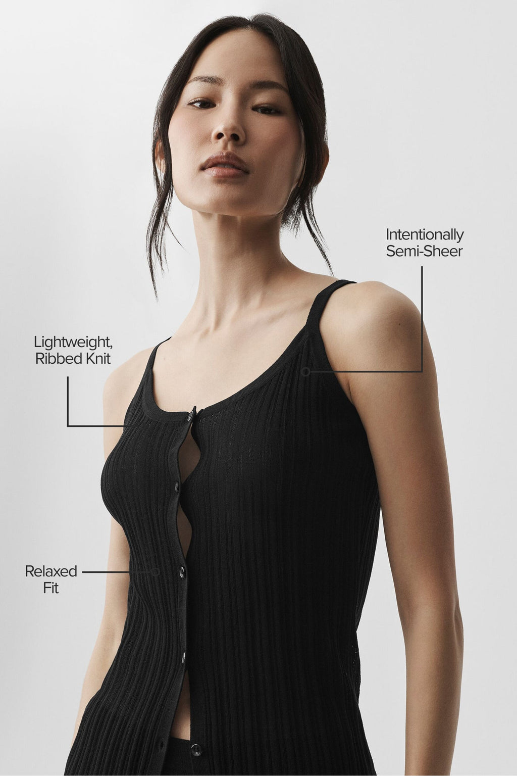 Sweater Sunlit Button Down Tank - Black — photo 2