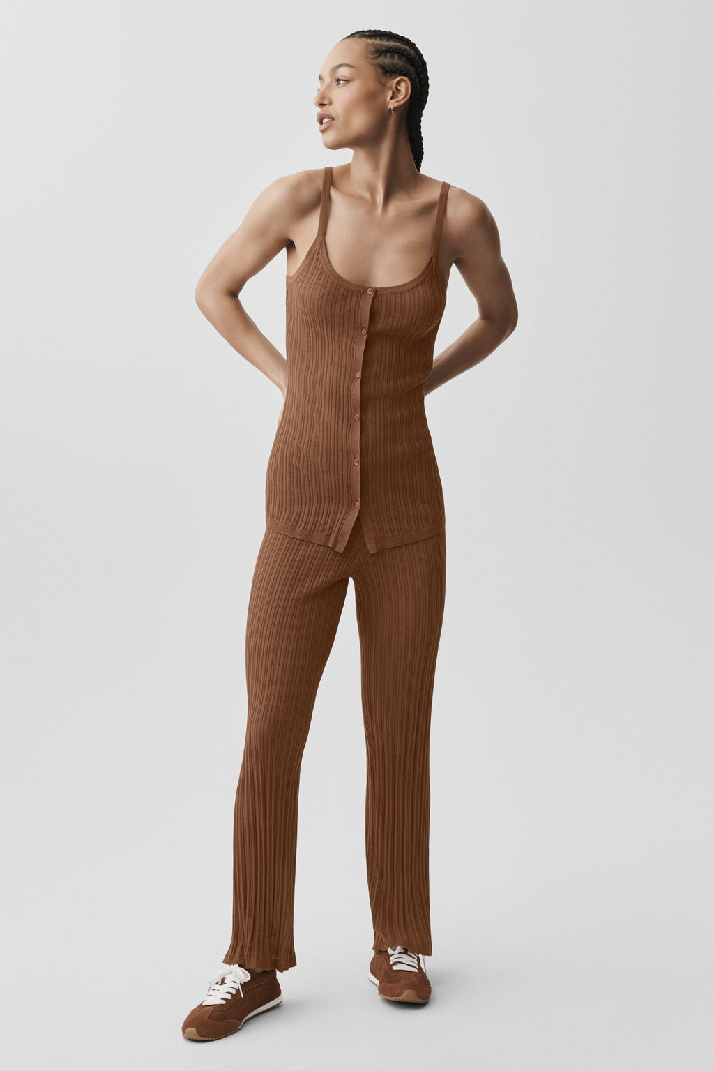 Sweater Sunlit Button Down Tank - Sun Kissed Brown — photo 6