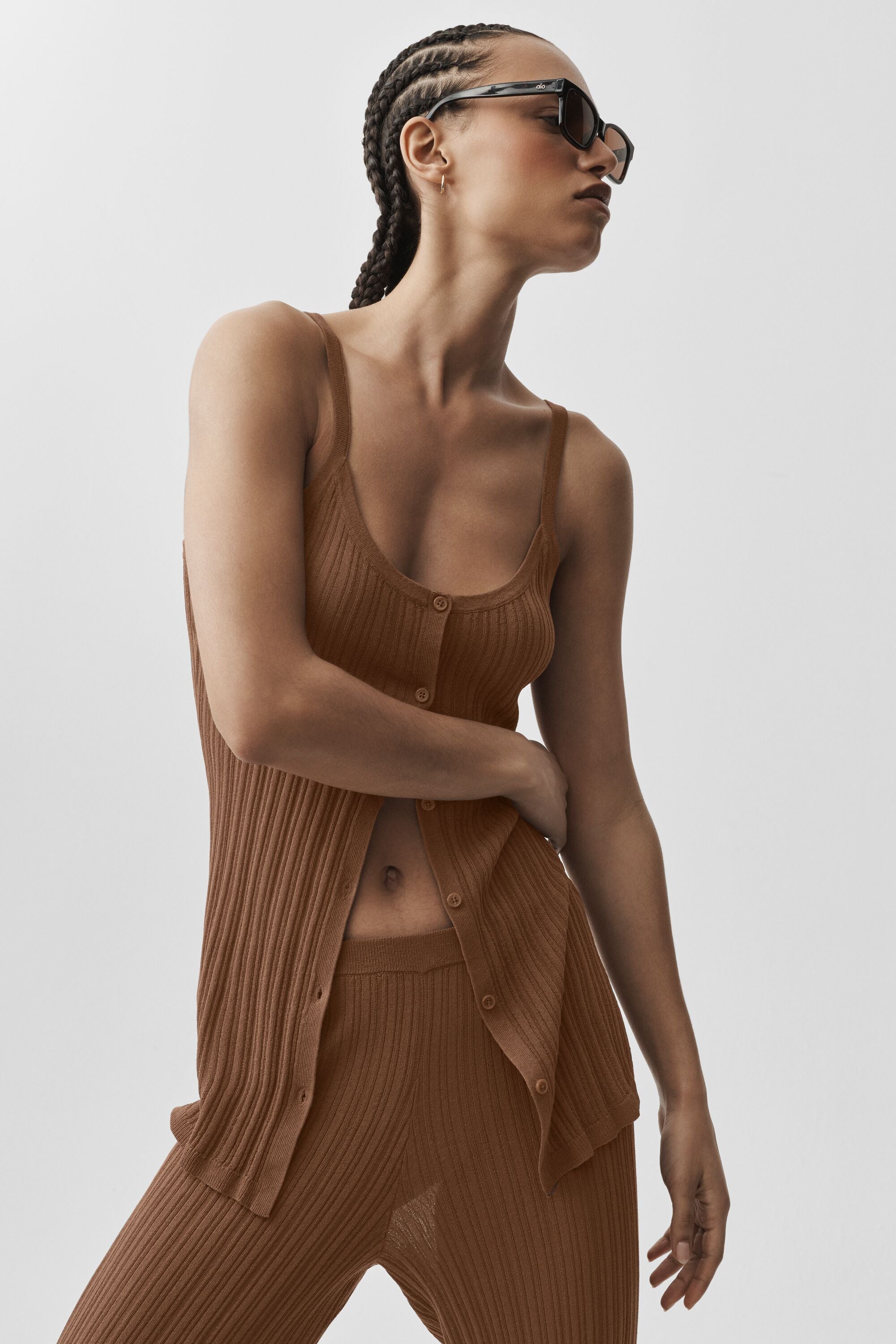 Sweater Sunlit Button Down Tank - Sun Kissed Brown — photo 4