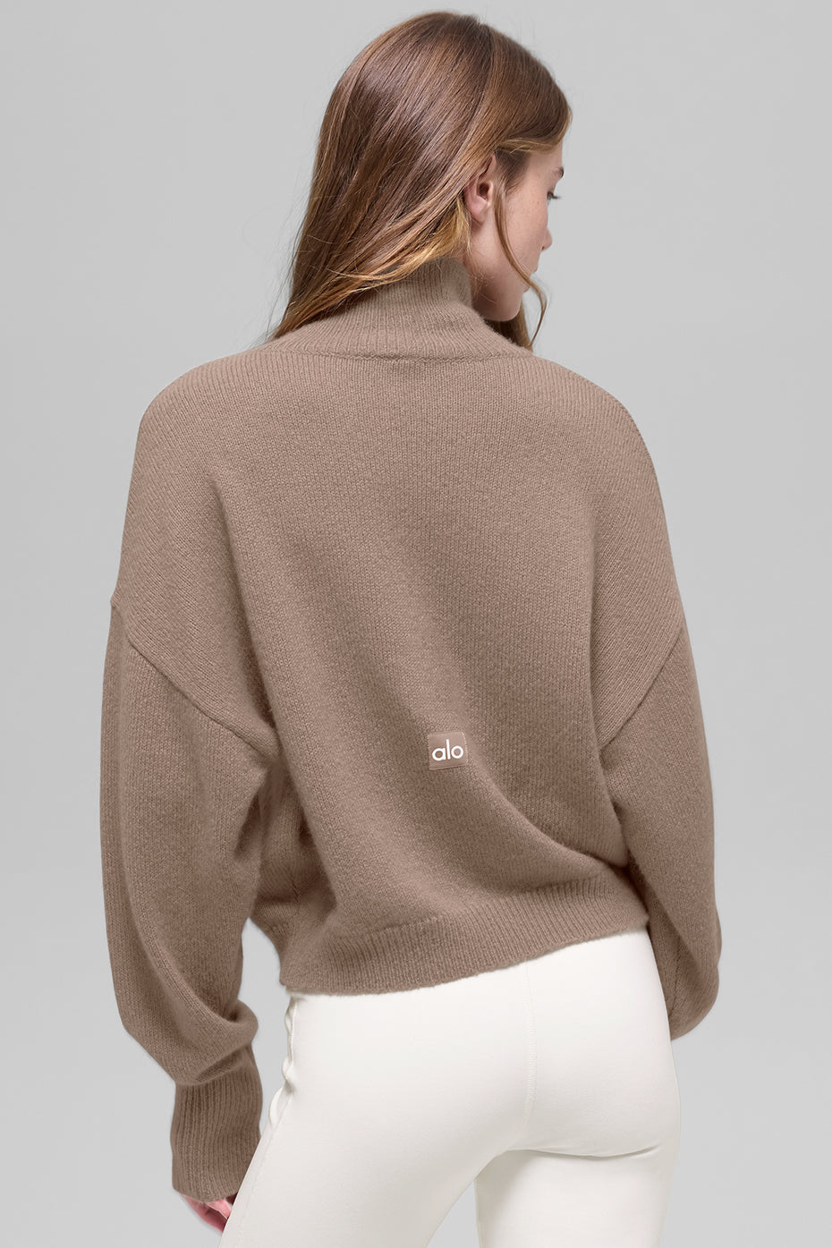 Wool Cashmere Cropped New Class Turtleneck Sweater - Chai Latte — photo 2