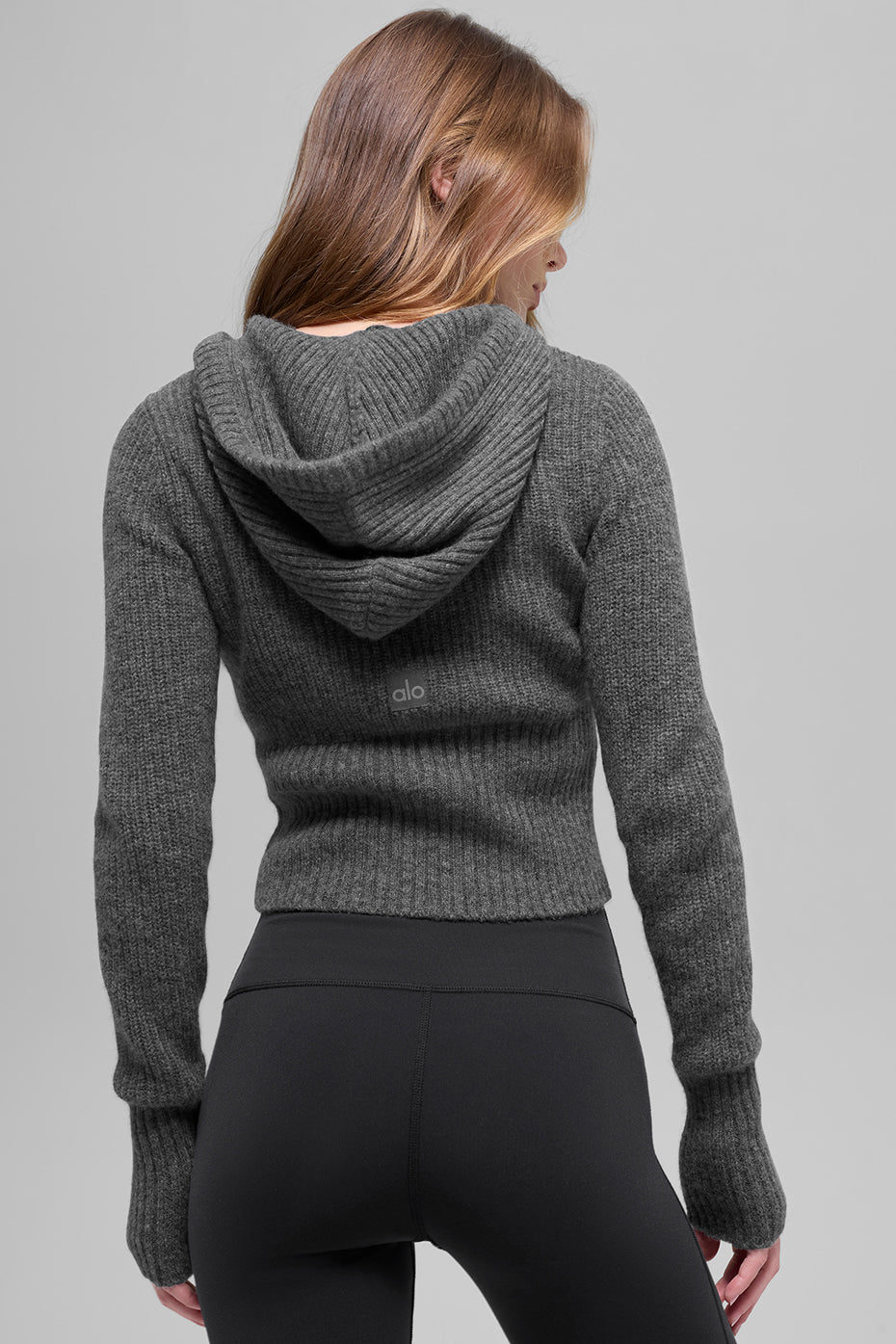 Wool Cashmere Ribbed Noble Full Zip Hoodie - Platinum Grey — photo 2