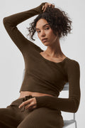 Sweater Knit Unwind Long Sleeve - Espresso — photo 1