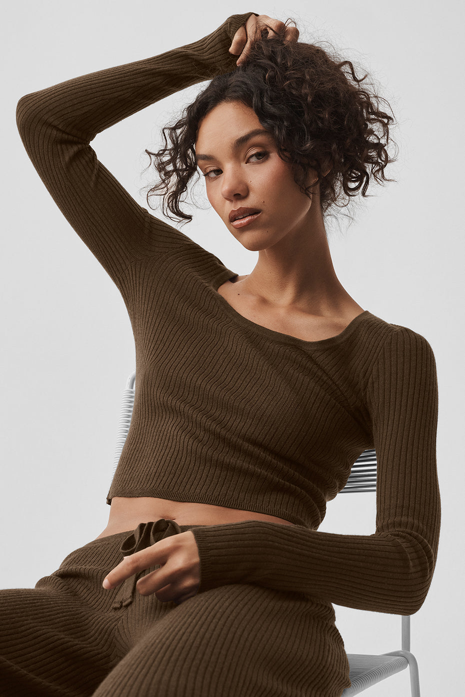 Sweater Knit Unwind Long Sleeve - Espresso — photo 1