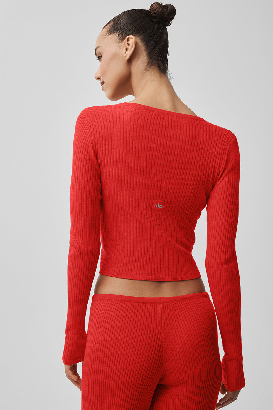 Sweater Knit Unwind Long Sleeve - Bright Red — photo 2