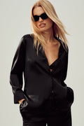Silk Luminous Button Up - Black — photo 1