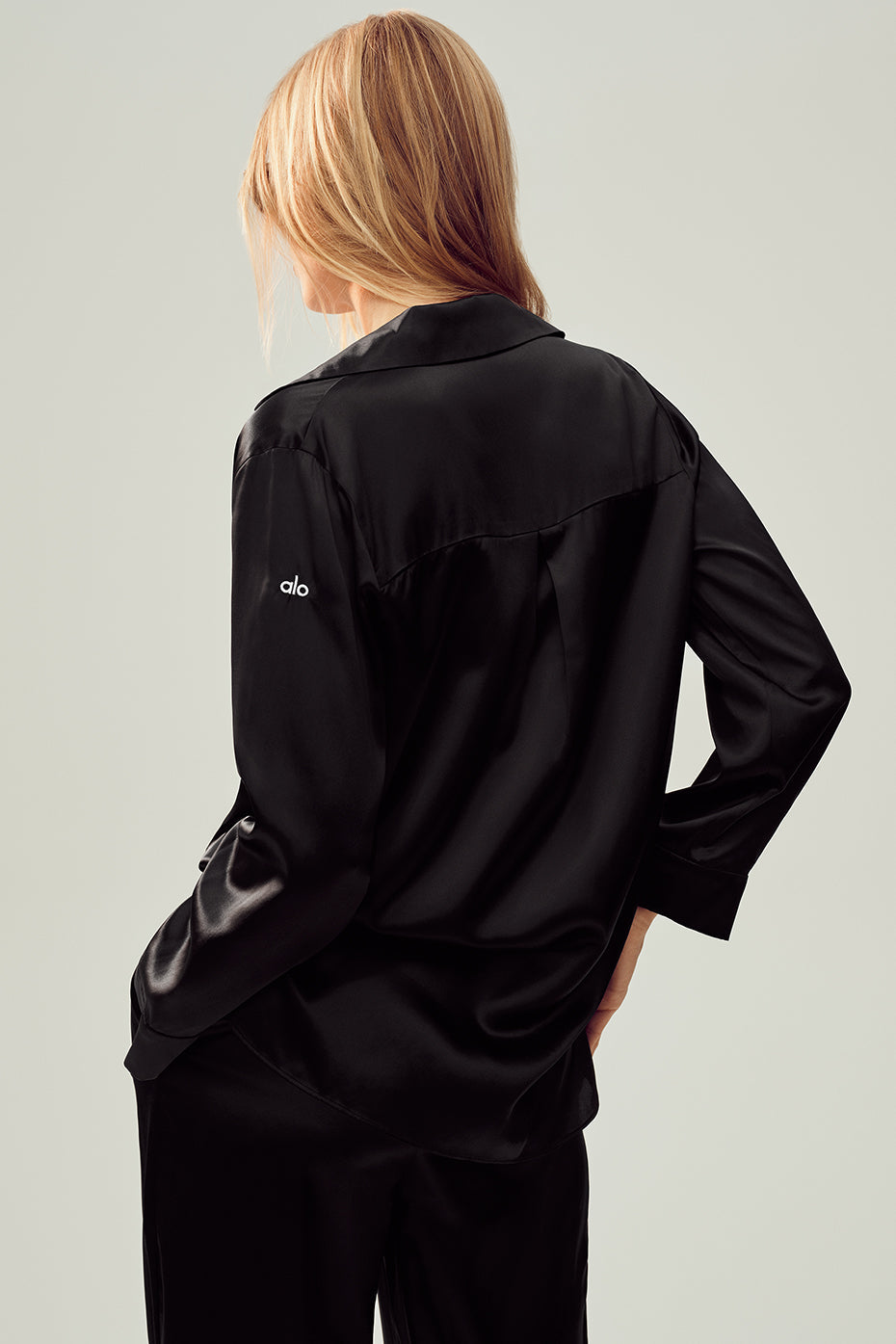 Silk Luminous Button Up - Black — photo 2