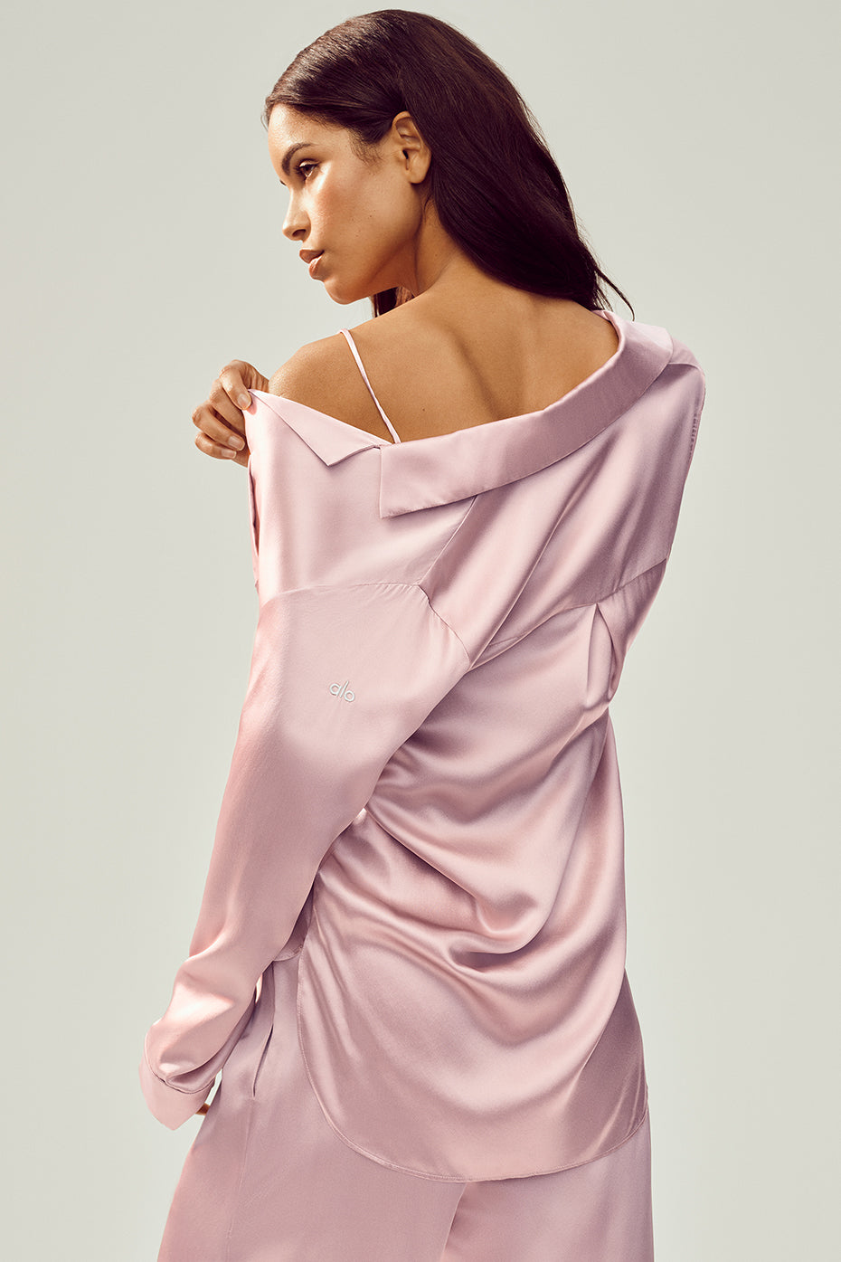 Silk Luminous Button Up - Pink Champagne — photo 4