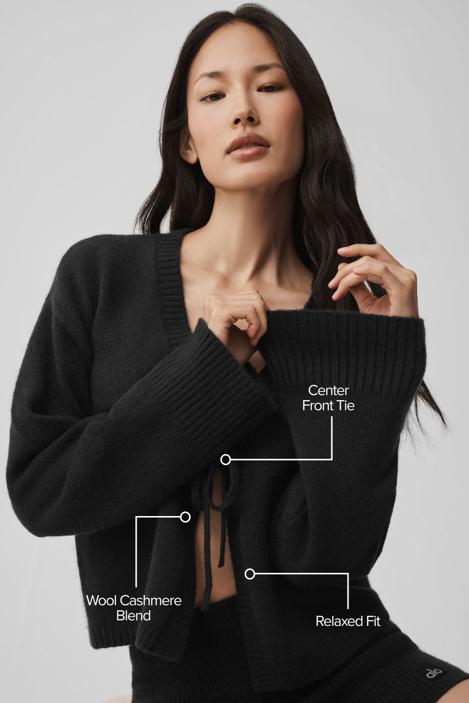 Wool Cashmere New Class Tie Cardigan - Black — photo 2