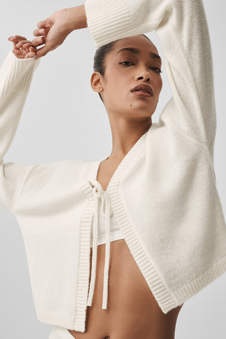 Wool Cashmere New Class Tie Cardigan - Ivory — photo 1